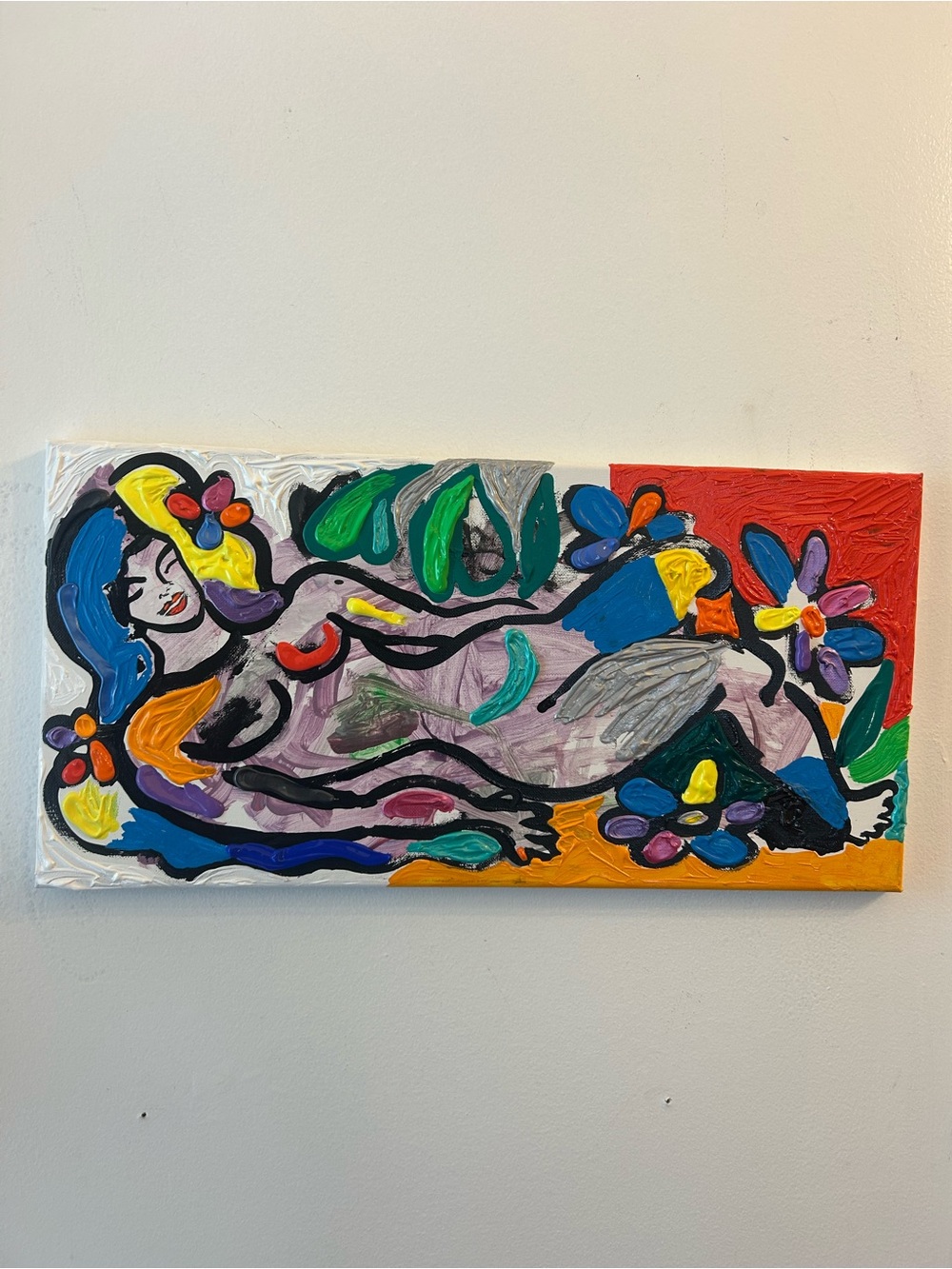 Abstract Floral Reclining Figure Canvas Art - Multicolor